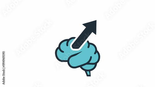 Brain with Arrow Going Upward Symbol.