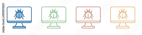 Bug Icon Set Multiple Style Collection 