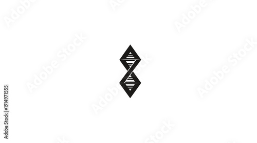 Black graphic of a DNA strand composed of two mirrored diamond shapes