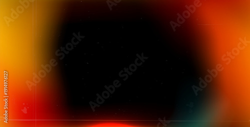 Photo camera light leak effect overlay. Frame with orange red gradient. Camera film leak filter. Abstract lens flare burn effect background. Cover with dust noise. Blur vector gradation backdrop.