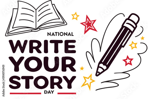 Writing and Storytelling Vector, National Write Your Story Day Celebration Illustration