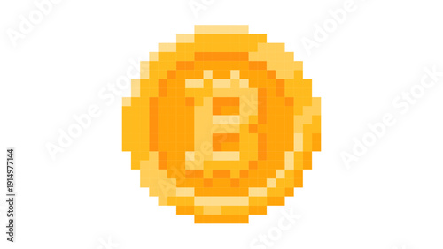 Golden Bitcoin Cryptocurrency Pixel Art Icon