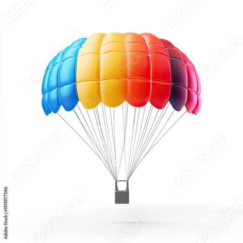 Colorful parachute against white background