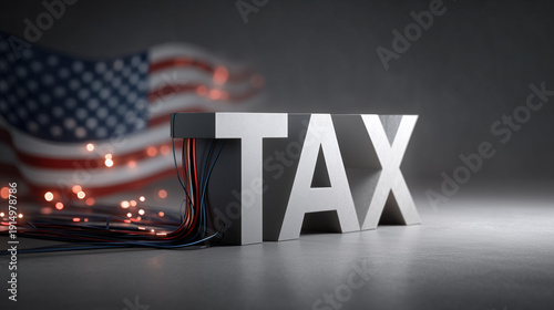 Tax Word on USA Flag Backgr...