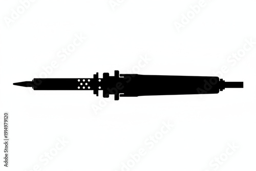 Soldering Iron Silhouette: A detailed silhouette of a soldering iron, a quintessential tool for electronics and circuit assembly, stands out with its sharp tip and functional design. 