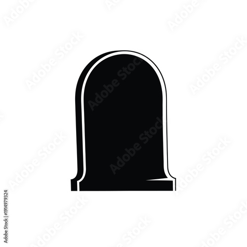 Black tombstone icon isolated on transparent background with white outline