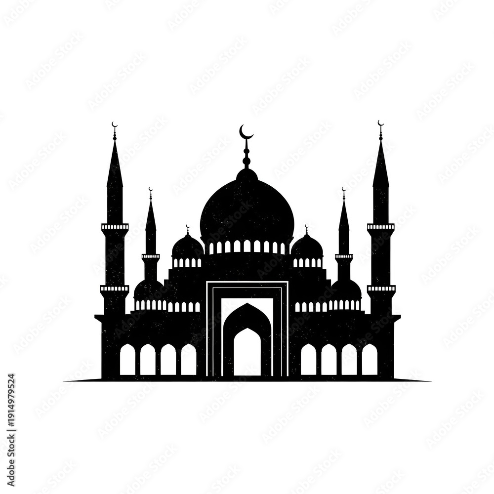 Fototapeta premium Silhouette of an Islamic Mosque Against the Sky