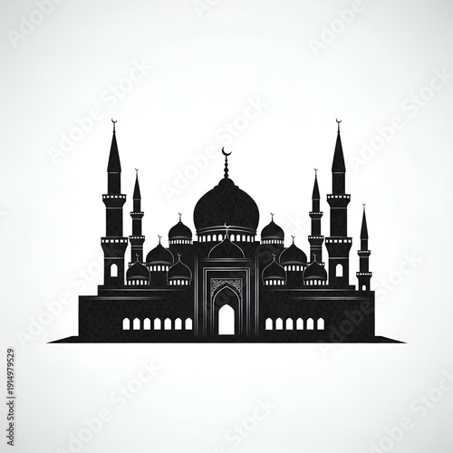 Islamic Mosque Silhouette Design for Background Use