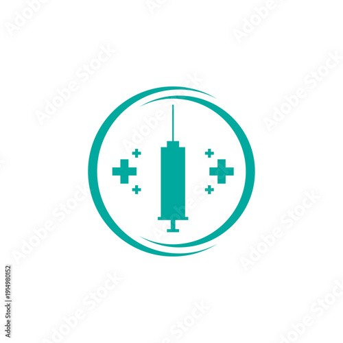 Bild auf Leinwand Illustration of a syringe shape with a circle and medical symbol