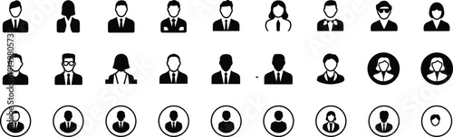 Business avatars vector collection professional people icons corporate profile silhouettes office characters set illustration