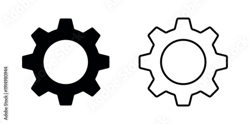 Gears cogwheels pictogram and line editable stroke isolated. Vector