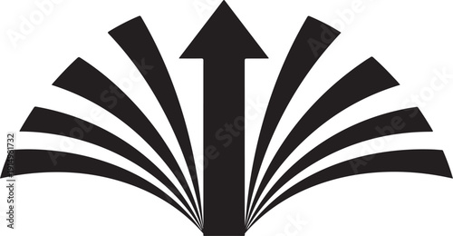 Black Arrow Emerging from Open Book Icon Graphic Design