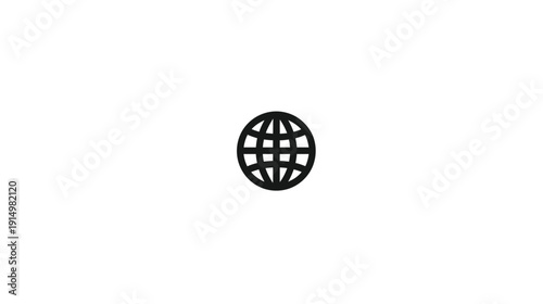 A simple, black graphic icon of a globe on a white background, denoting global connectivity