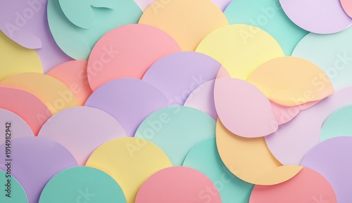 Overlapping pastel-colored circles create a textured, visually appealing pattern.  Subtle shading suggests depth and form.  The arrangement is organic and slightly asymmetrical