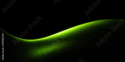 A digital art wallpaper featuring a green abstract background with glowing blue waves and light rays creates a dark energy motion effect across the textured backdrop
