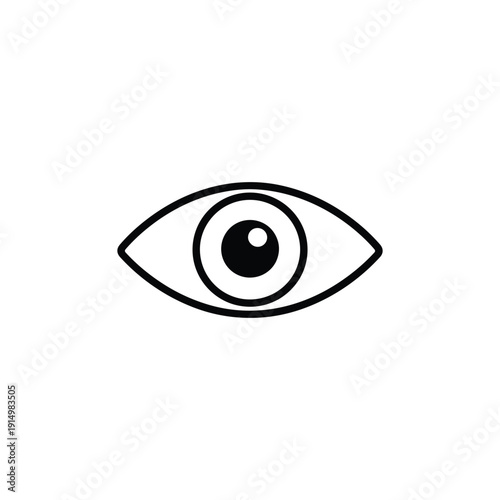 Simple eye icon black and white line vector illustration for ophthalmology and vision care design