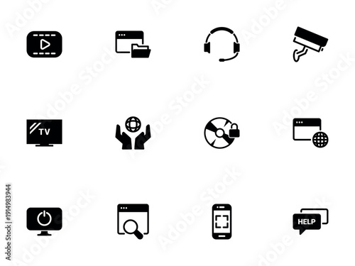 Comprehensive Set of Digital Media and Web Management Icons