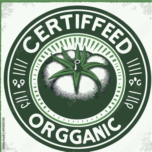 Green grunge rubber stamp icon and organic label vector illustration featuring the name and map of the world with natural eco bio quality ink print symbols for healthy cannabis products