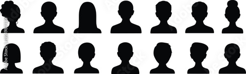 Avatar profile silhouettes vector collection people portraits faces users icons black illustration isolated set modern
