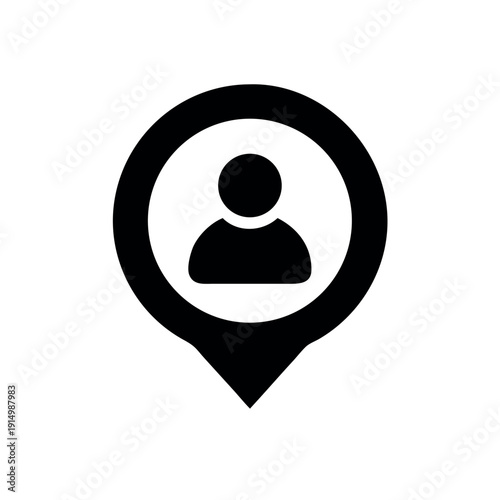 Simple user pin location icon optimized for navigation interface Vector illustration