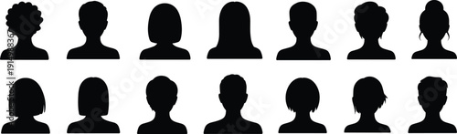 Avatar silhouettes vector collection people profiles portraits users icons black illustration set isolated modern design