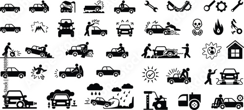 Car breakdown accident repair mechanic roadside emergency tow damage safety warning service maintenance failure recovery transport hazard assistance vehicle