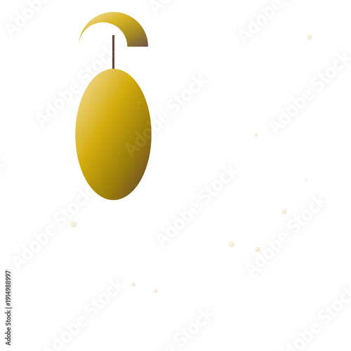 A simple yellow mango icon on a white background with subtle shadow effects.