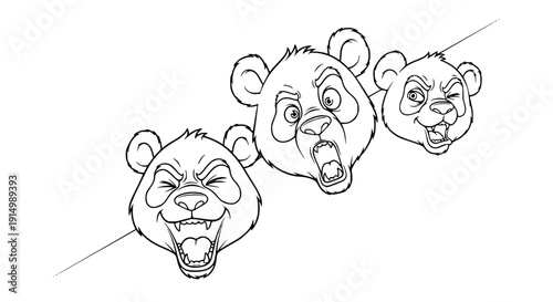Laugh Out Loud Panda Mascot Designs – Black and White Funny Bear Vector Collection