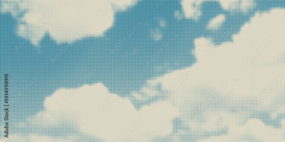 Fototapeta premium retro sky pattern on old paper background. raster vintage clouds