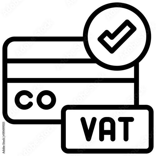 credit card vat percentage check fee paid payment simple line icon