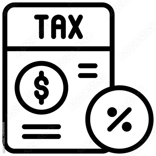 paper document tax percentage money payment simple line icon