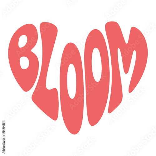 A vibrant and colorful vector graphic illustration of the word 'bloom' in a playful, handwritten font.