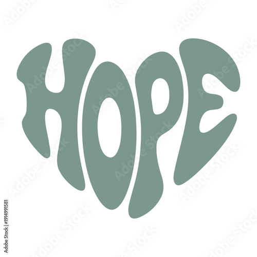 A minimalist vector graphic illustration of the word 'hope' in a beautiful, vibrant, and serene design