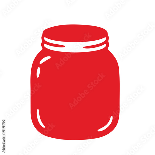A red jar icon with a white lid, designed in a flat and minimal style