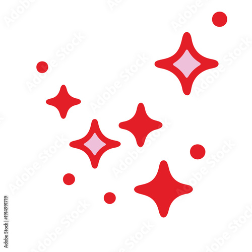 A vibrant red star and dot illustration on a white background