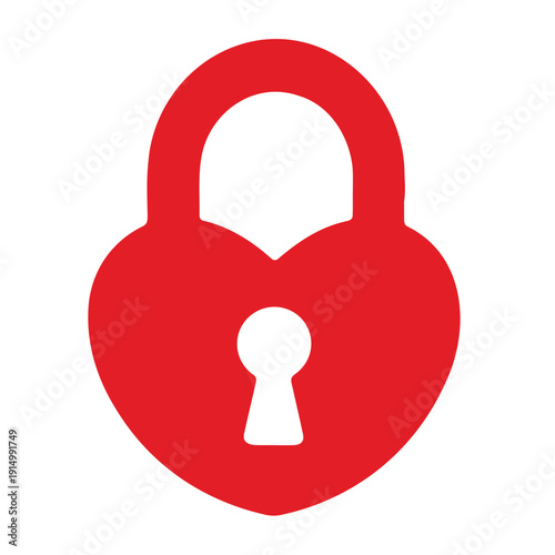 A red heart-shaped padlock icon with a keyhole, symbolizing love and security