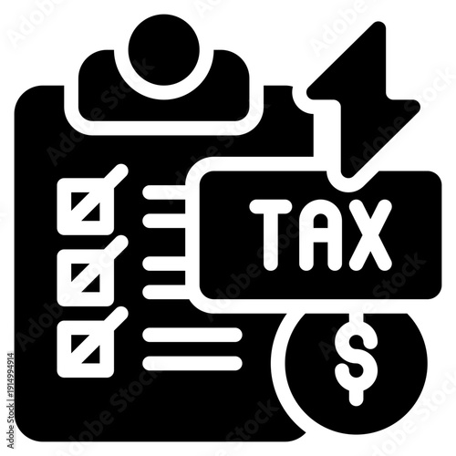 check list tax invoice payment solid glyph icon