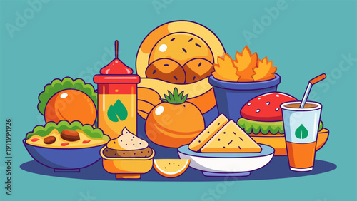 Crispy South Asian Street Food Snacks on a Rustic Plate.eps