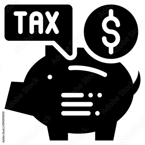money saving tax payment solid glyph icon