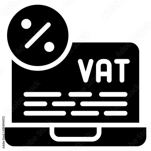 online social cyber laptop vat percentage solid glyph icon