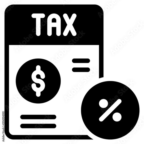 paper document tax percentage money payment solid glyph icon