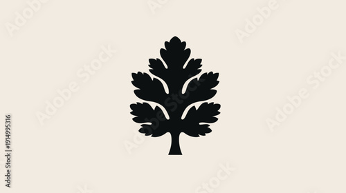A simple, black leaf silhouette against a creamy beige backdrop. It's a clean, minimalistic design