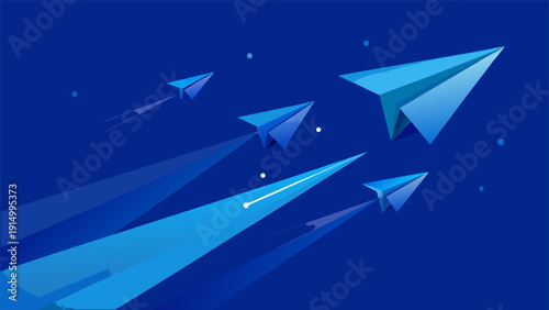Strategic vision  paper plane flying towards success and goals.eps