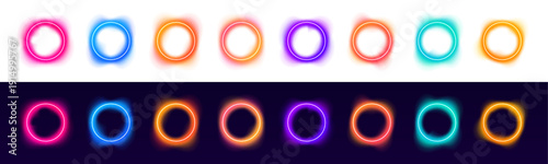 Gradient neon circles float softly with glowing hues. Pink, purple, and blue colors blend into a mesmerizing futuristic aura. Perfect PNG for sci-fi or digital art backgrounds.