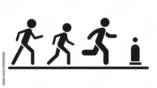 Vector set of stick figure characters in different stages of locomotion.eps