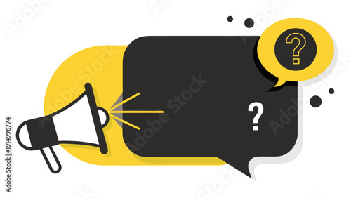 Did You Know megaphone banner with yellow speech bubble and loudspeaker icon..eps