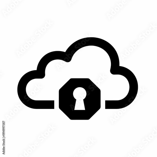 Cloud security icon with a lock symbol representing data protection and privacy