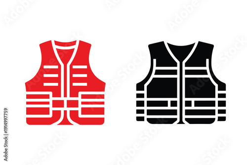 Safety Jacket vest icons representing construction work and industrial safety equipment