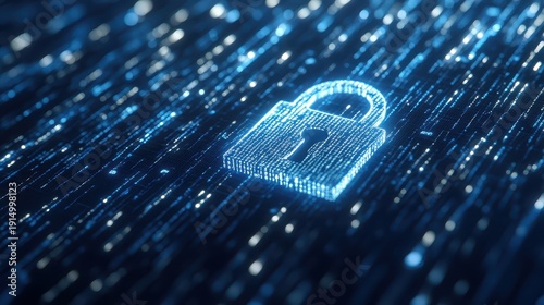 Secure metal lock against vibrant blue backdrop close up of sturdy lock with clear blue background