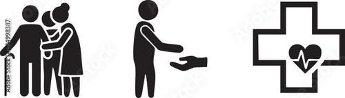 Caregiver Nursing Assisted Walking Professional Medical Icons